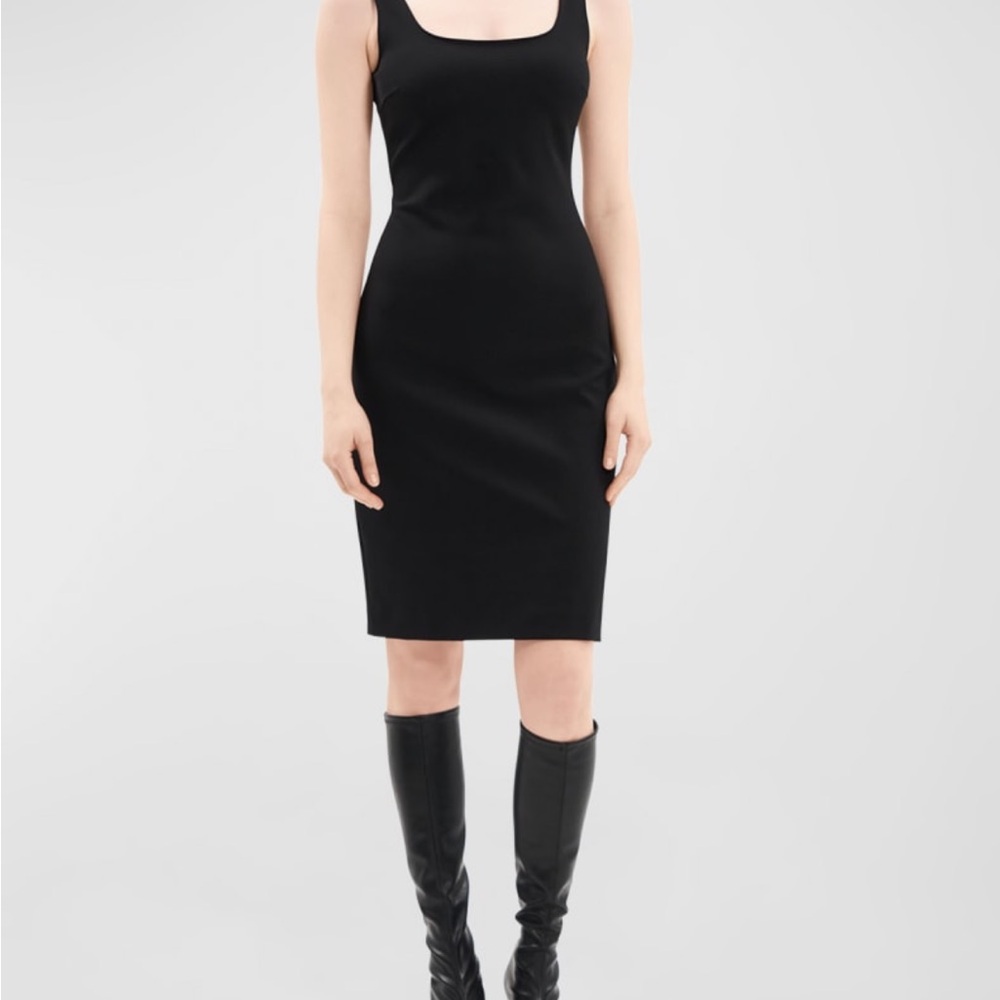 Theory Black Sleeveless Scoop-Neck Dress